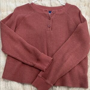 Waffle Knit Henley Sweater
